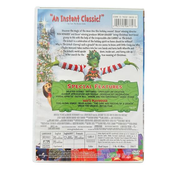 Dr. Suess' How the Grinch Stole Christmas Movie DVD  Live Action Jim Carrey 2000 - Picture 2 of 2